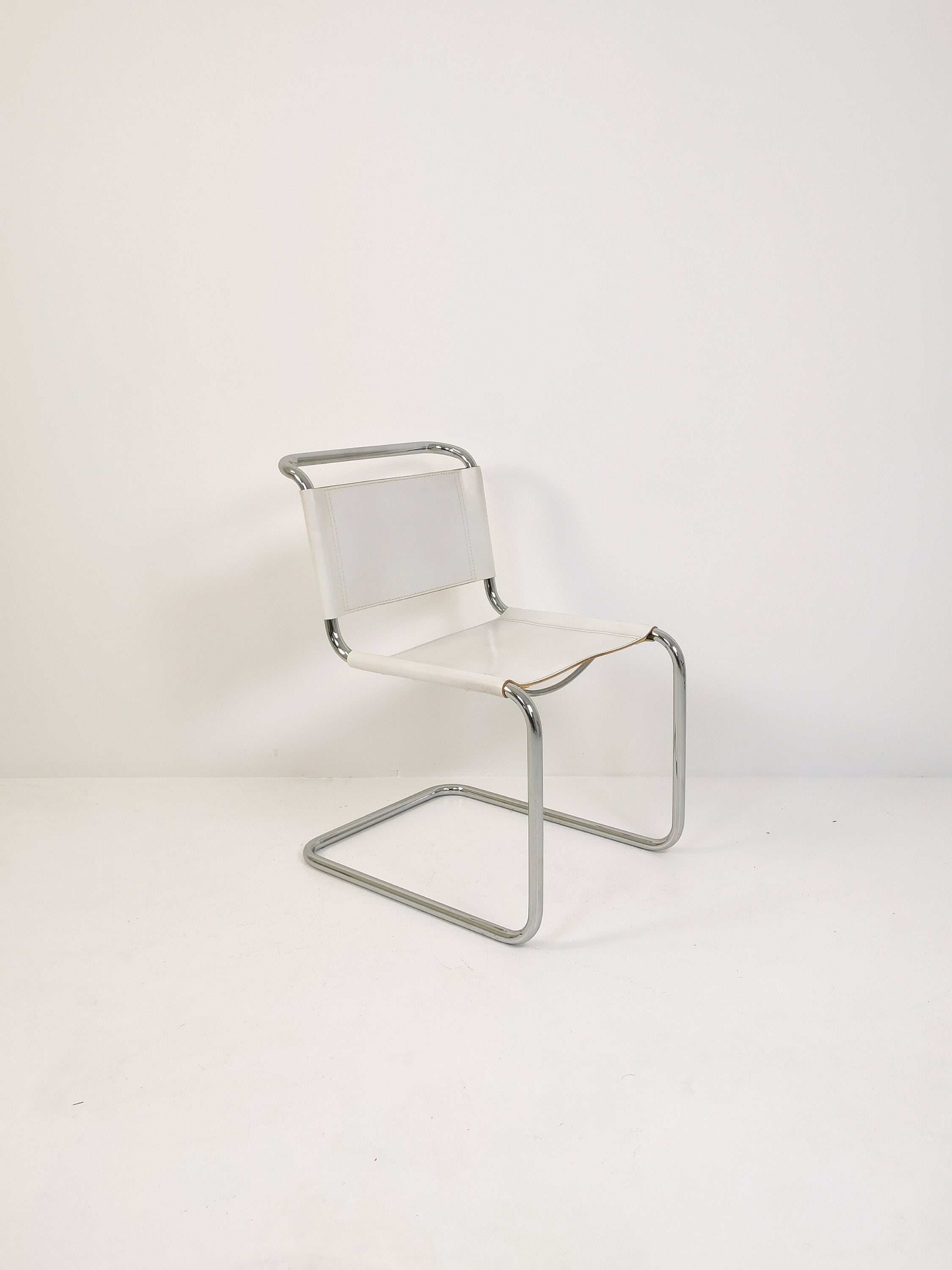 1 of 4 Mid-century Vintage S33 White Chair From Mart Stam by Fasem