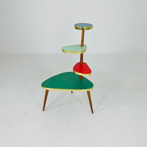 BIG German Plant Stand, Colorful Vintage Mid-Century Minimalist Indoor Plant Stand Side Table Retro flower table