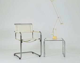 Original Bauhaus  S34 cantilever chair in white leather by Mart Stam for Thonet, 1970,