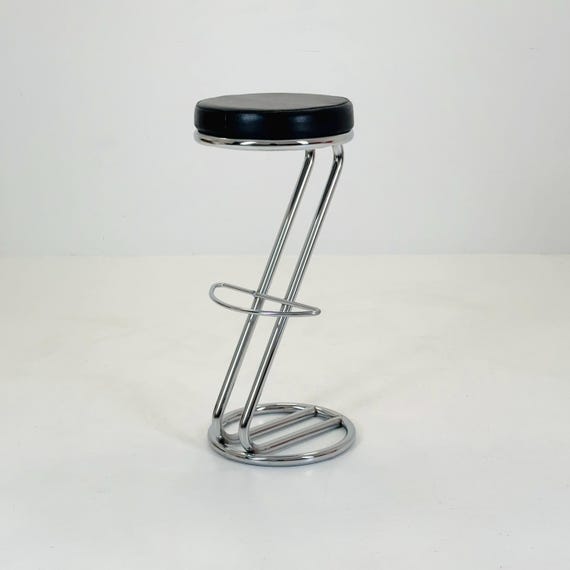Mid-century Modern Leather and Chrome Bar Stool 1980s Italy - Etsy