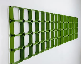 Conjunto de 4 paneles de plástico para pared o techo de estilo espacial, de color verde cuadrado, Suiza, década de 1970