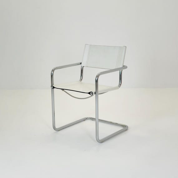 Mid Century B34 Matteo Grassi Mg5 White Leather Cantilever Chair