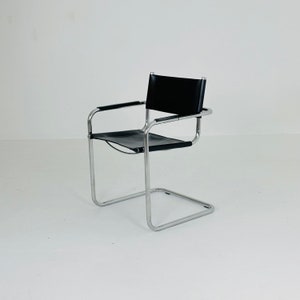 1 of 6 Mid Century iconic Mart Stam S34 armchair / Bauhaus chrome tube steel and leather / 80s vintage cantilever chair  s43
