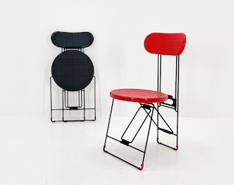 Mid century Red “Cricket” Folding Chairs by Andries Van Onck for Magis, 1983 Italy