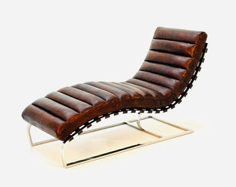 Mid Century Bauhaus style Lounge chair Braun Colour leather and chrome, 1980s