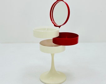 Space age tulip red & white  make up box /dressing table 1970s