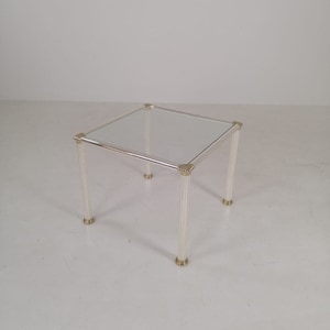 Vintage Hollywood Regency Italian coffee table , lucite and glass, 1970