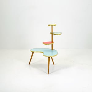 BIG 1950s German Plant Stand, Colorful Vintage Mid-Century Minimalist Indoor Plant Stand Side Table Retro flower table
