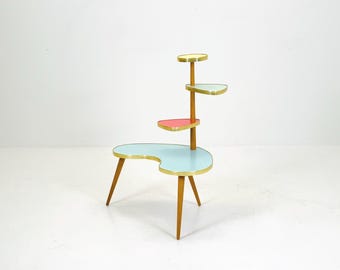 BIG 1950s German Plant Stand, Colorful Vintage Mid-Century Minimalist Indoor Plant Stand Side Table Retro flower table