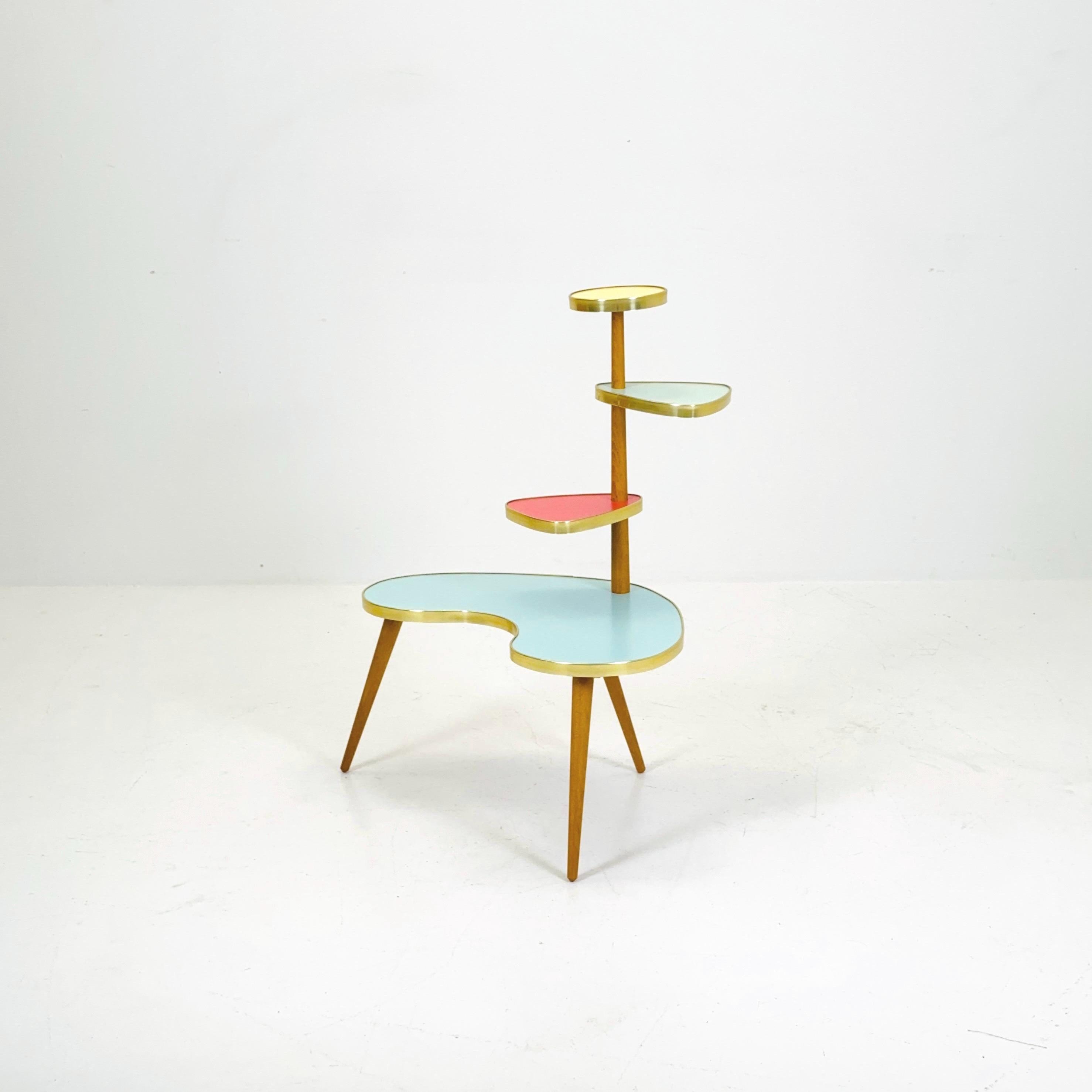 BIG 1950s German Plant Stand, Colorful Vintage Mid-century