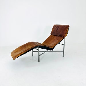 Mid century scandinavian Skye lounge chair by Tord BJORKLUND for Ikea in cognac leather 1970s