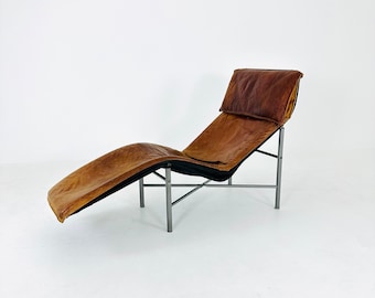 Mid century scandinavian Skye lounge chair by Tord BJORKLUND for Ikea in cognac leather 1970s