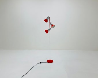 Lámpara de pie naranja y plateada de estilo espacial, años 70