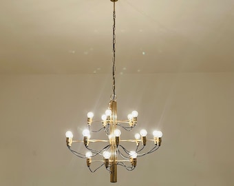 Mid century Brass chandelier by Gino Sarfatti for Arteluce, Italy 1960s
