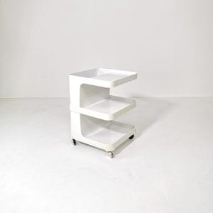 Spsceage side table or mini bar Trolly  by flair for prisunic.  Molded plastic 1980s