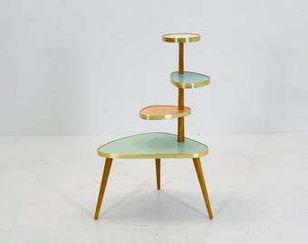 BIG German Plant Stand, Colorful Vintage Mid-Century Minimalist Indoor Plant Stand Side Table Retro table