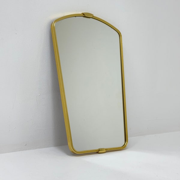 Mid Century asymmetric German brass Original kidney wall mirror from the 60s model number 986