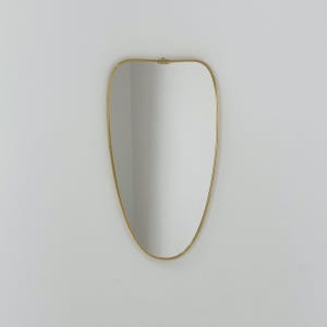 Mid Century asymmetric German brass Original kidney wall mirror from the 60s model number 984 Germsny 1960s