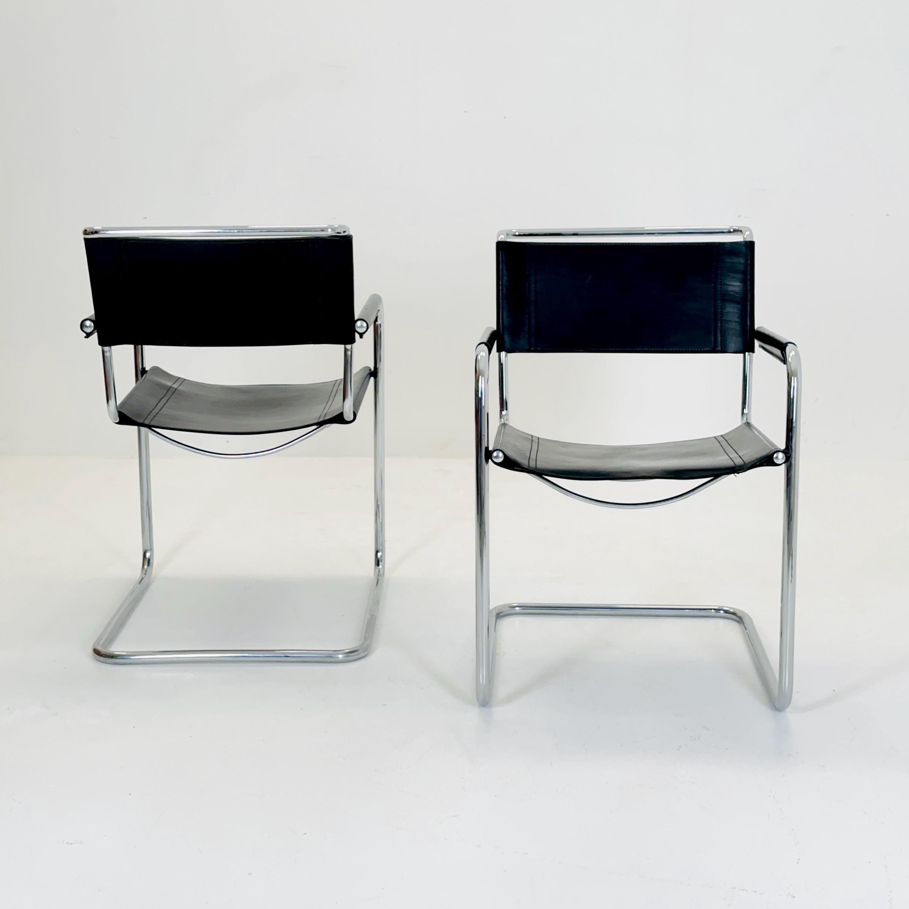 ミッドセンチュリー風 アームチェア 黒 ミッドセンチュリーのブラックS34チューブラースチールアームチェア2脚