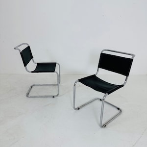 1 of 2 Mid-Century brown  Vintage S33 dark  brown chair from Mart Stam by Fasem Italy 1980er
