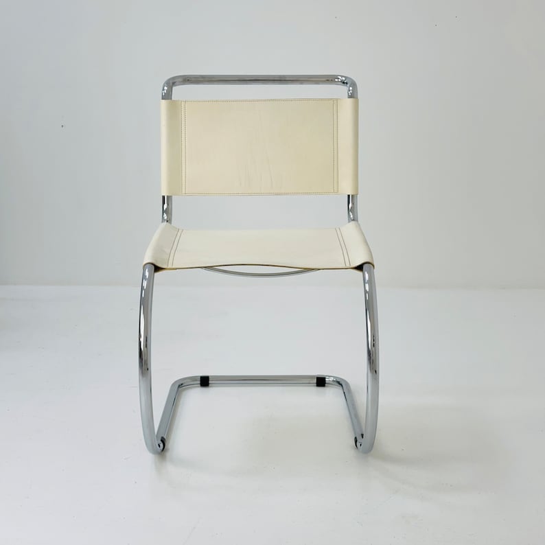 Cantilever MR10 vit stol av Ludwig Mies van der Rohe Italien, 1980-talet bild 7
