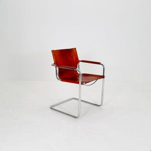 ミッドセンチュリー バウハウス マテオ グラッシ ビジターチェア コンガック レザー 1980年代 イタリア