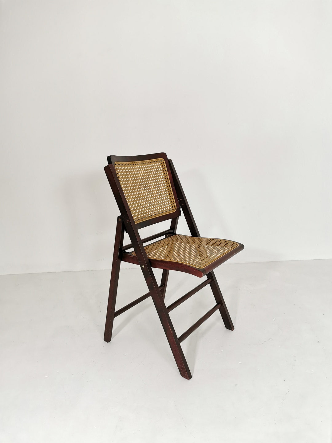 Gilles Ebonized Vintage Rattan Folding Chair Italy, 1970s Etsy