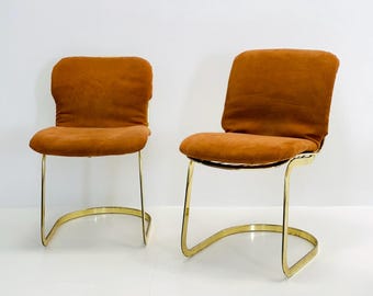 set of 2 mid-century modern Italian dining chair attributed to Giorgio Rinaldi for Cidue, Italy, 1970s.