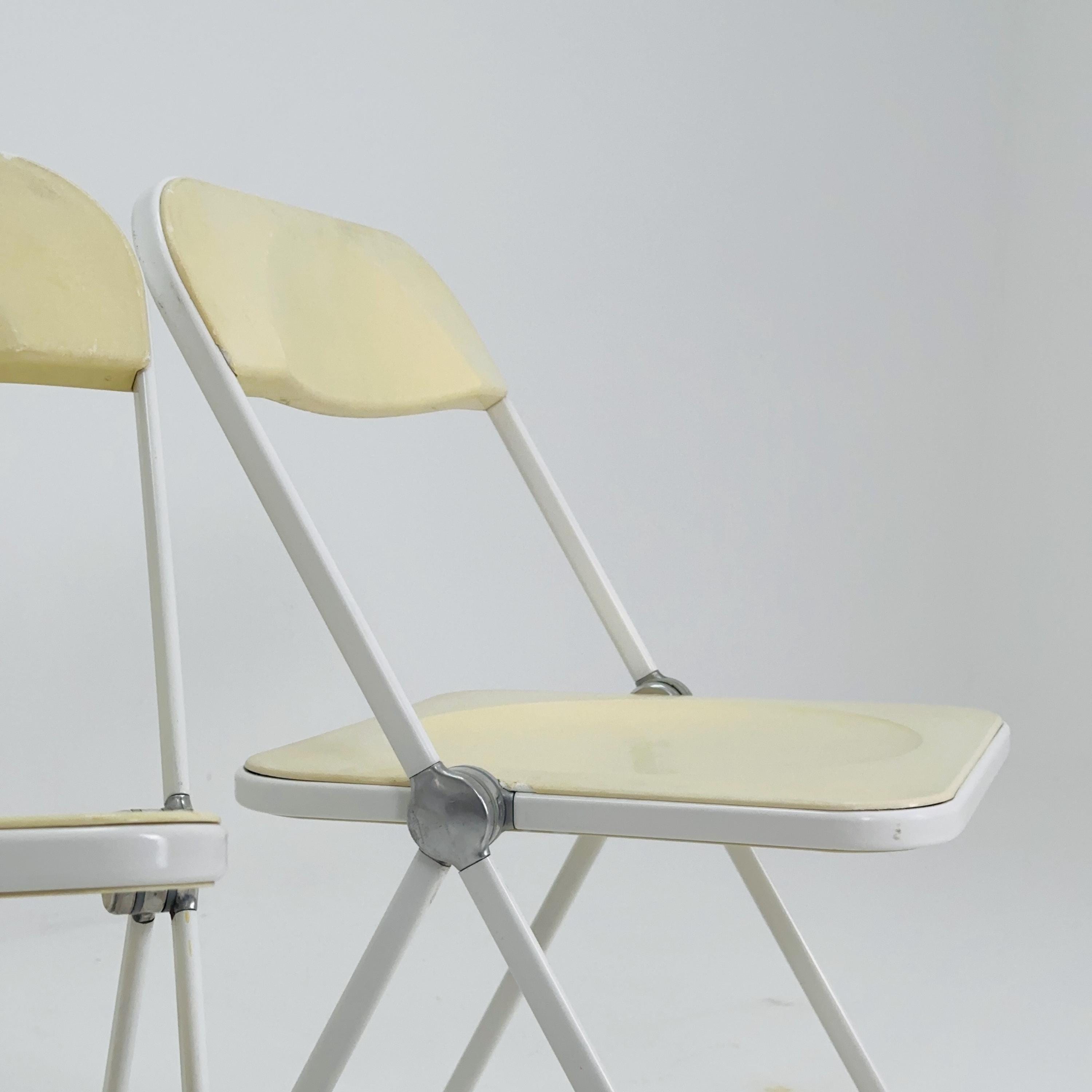2脚セット ミッドセンチュリー イタリア製 Plia 折りたたみ式 クリーム