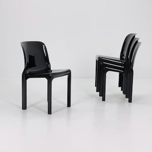 Set of 4 Vintage dark brown Selene Fiberglass Chair by Vico Magistretti for Artemide 1968