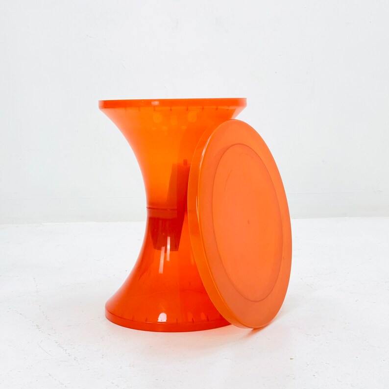 Tabouret Tom Tom en cristal orange Space Age, 1970 image 5