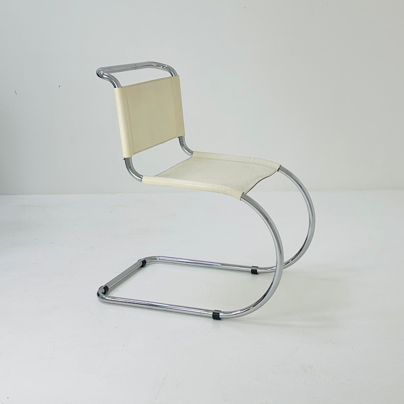 Cantilever MR10 vit stol av Ludwig Mies van der Rohe Italien, 1980-talet bild 2