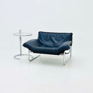 Bauhaus black leather lounge chair by Johan Bertil Häggström for Ikea 1980s