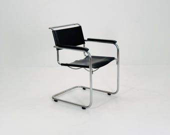 Mid Century Folding Bauhaus D4 Leather Armchair by Marcel Breuer