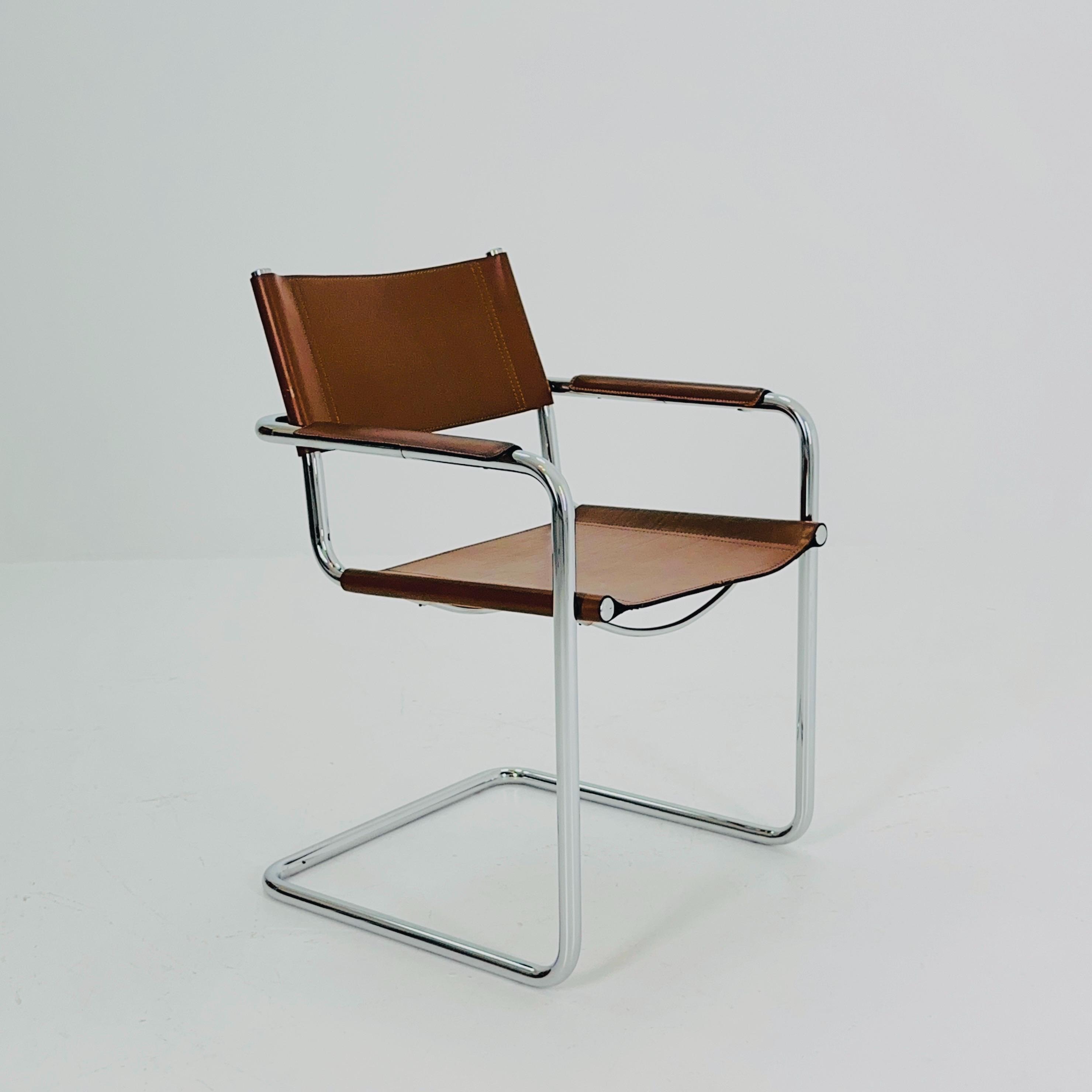 1 of 12 Model MG5 Centro Studi Dining Cognac Leather Chairs by