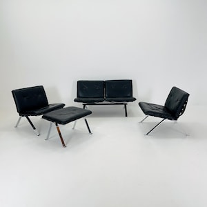 Set van 4 stuks Mid-century leren loungestoelen uit Europa van Hans Eichenberger voor Girsberger - jaren 60 Zwitserland