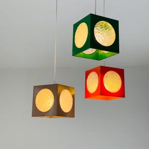 Space Age 3 piece  Cube Pendant Lamp by Richard Essig, 1970s
