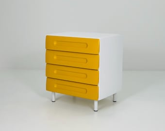 Space Age Vintage Gwinner Germany Cabinet, – Retro Yellow & White Chest of Drawers Germany 1970s