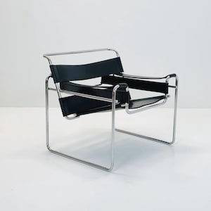 Marcel Breuer Wassily Style leather B3 Chairs 1980s Italy by Fasem
