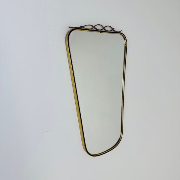 mid-century brass wall mirror with braided hanging strap from West Spiegel, Germany, 1960s