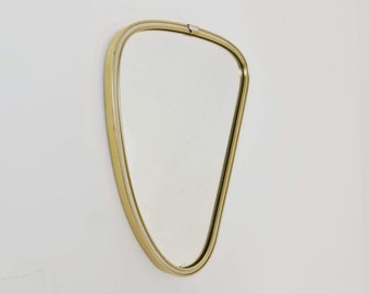 Small brass wall mirror from the middle of the century with braided hanging tape by Gregor Raumkunst Germany, 1960s