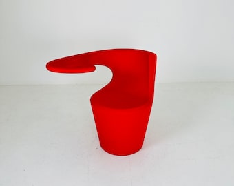 Sillón rojo de diseño italiano de la era espacial de los años 70