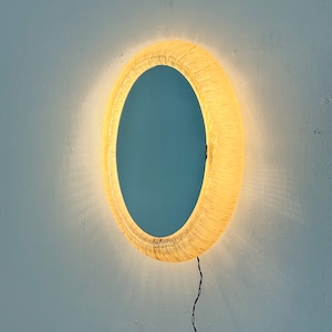 Mid century  oval mirror with lighting & plexiglass edge 1960s