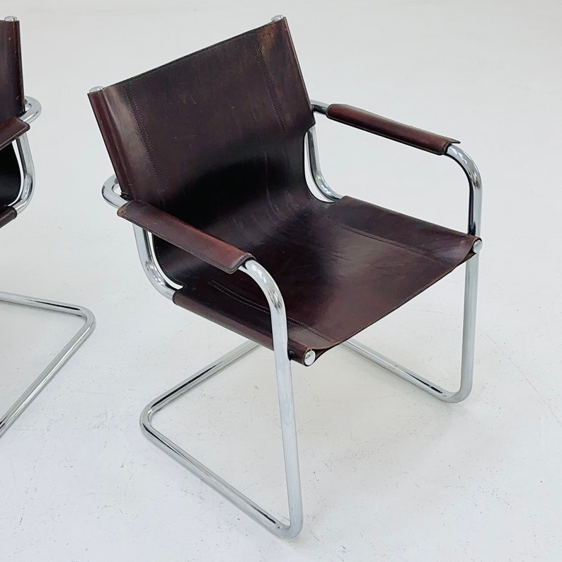 1 sur 4 chaise visiteur Matteo Grassi en cuir marron années 1970 image 6