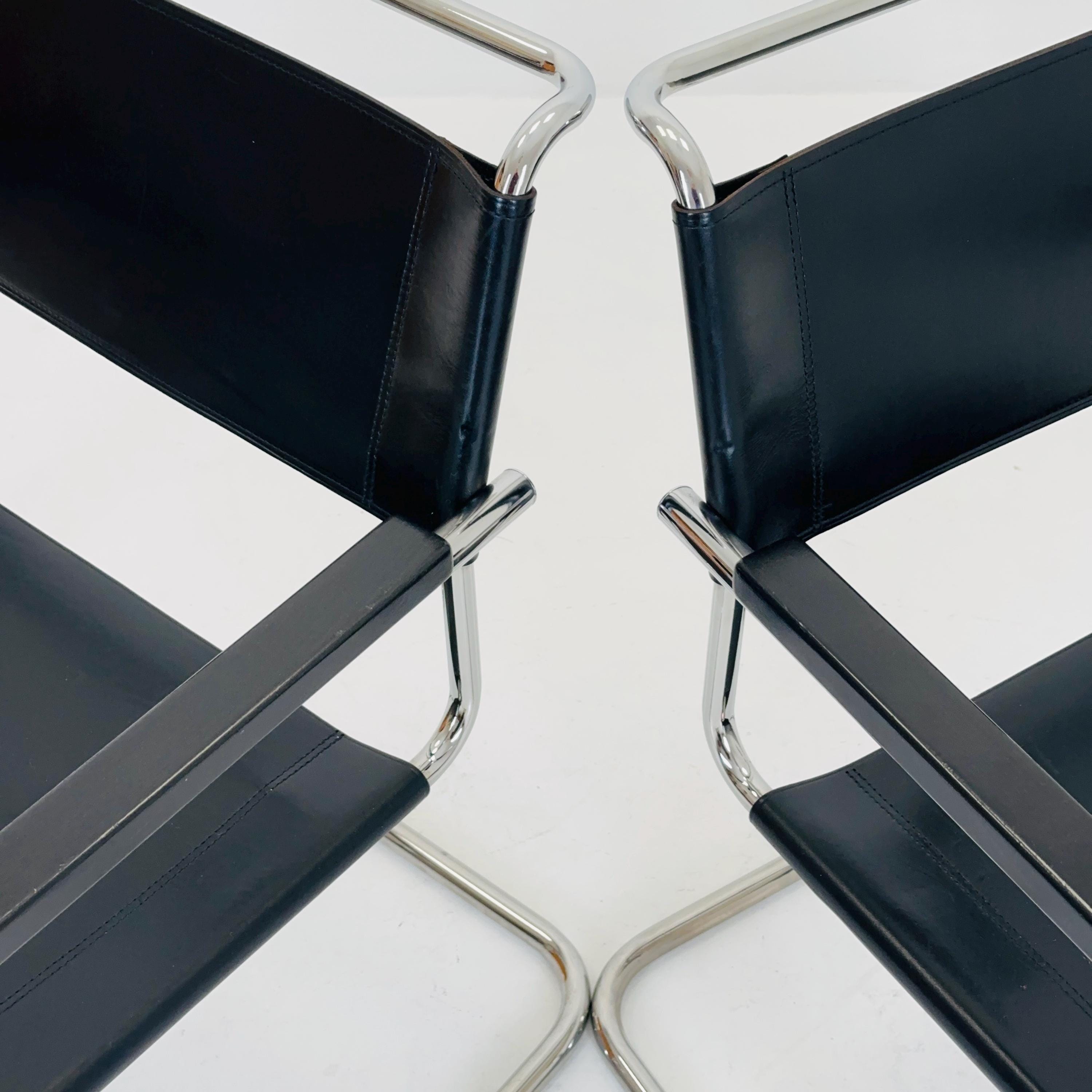 バウハウスS34 ブラックレザーの象徴的なアームチェア6脚セット（Mart