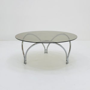 Mid century smoked glass and chrome coffee table 1970s.