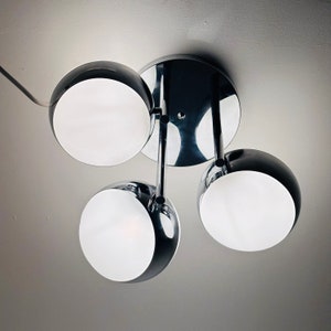 Vintage Gino Sarfatti Style Space Age 3 Glass ceiling  Lamp, 1970s Italy