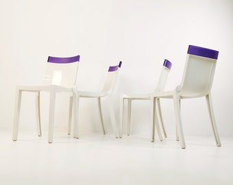 lot de 4 chaises empilables Hi Cut, structure laquée blanc & violet - Kartell By Philippe Starck