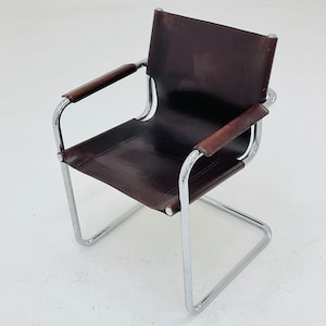 1 sur 4 chaise visiteur Matteo Grassi en cuir marron années 1970 image 1