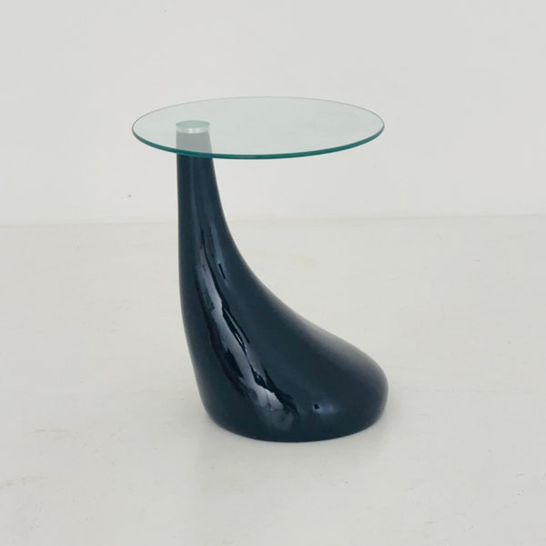 Mid-Century Style Side Table - Pop Art Style Bedside Table, black and Glass